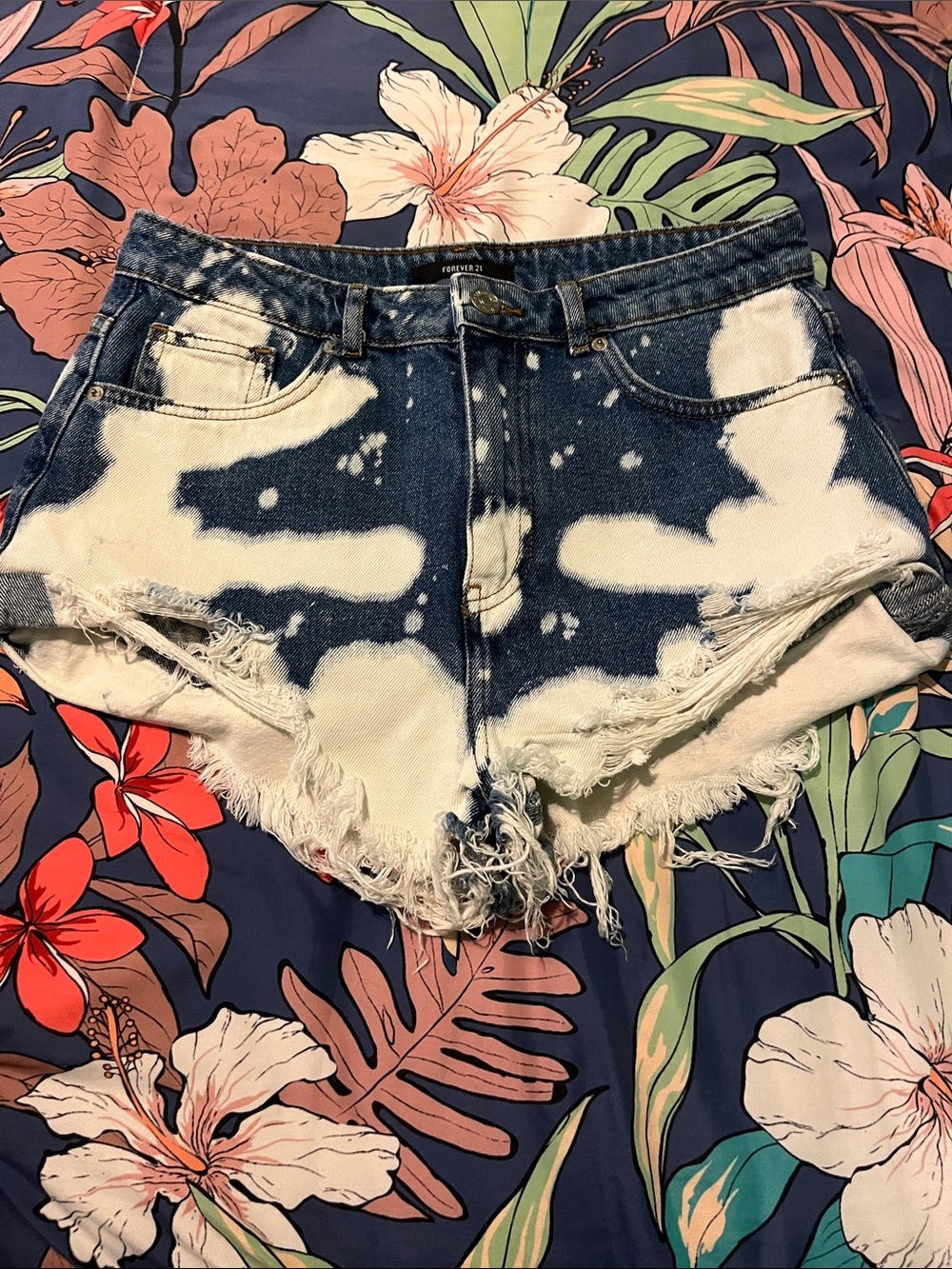 Distressed and bleached Jean shorts